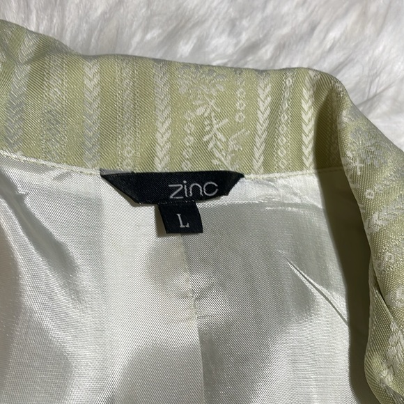 Zinc-Light Green Spring Jacket 3/4 Sleeves Fabric Buttons Ribbon Belt-L-#0087 - Picture 10 of 13